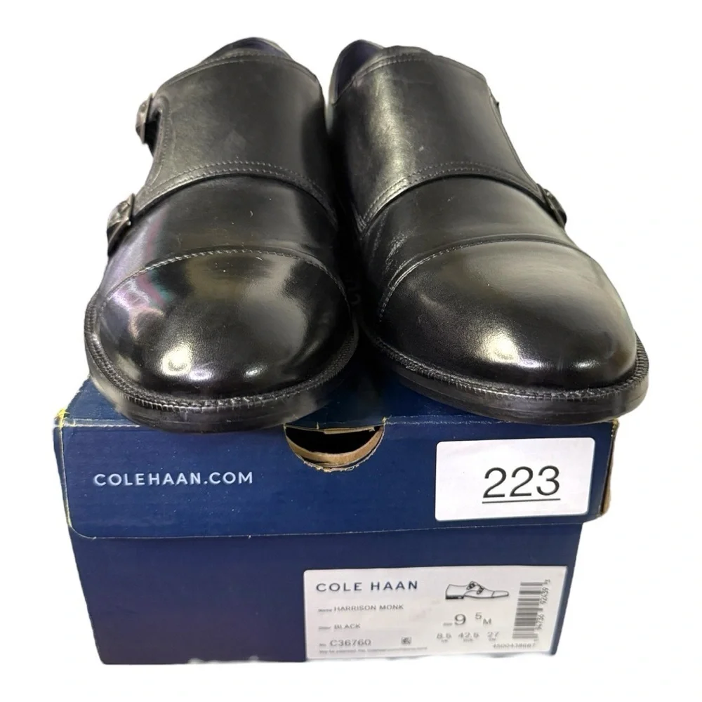 Cole Haan Harrison Monk Strap Dress Shoes Men’s 9.5M Black Leather